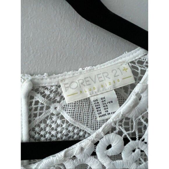 Forever 21 White Crochet Lace Fit & Flare Mini Dress Plus Size 0X - Picture 4 of 7